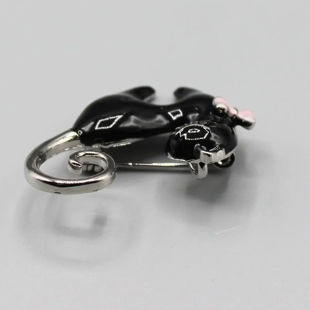 Cat brooch pin jewelry pendant adorable cute gold black pink small elegant - Picture 10 of 12